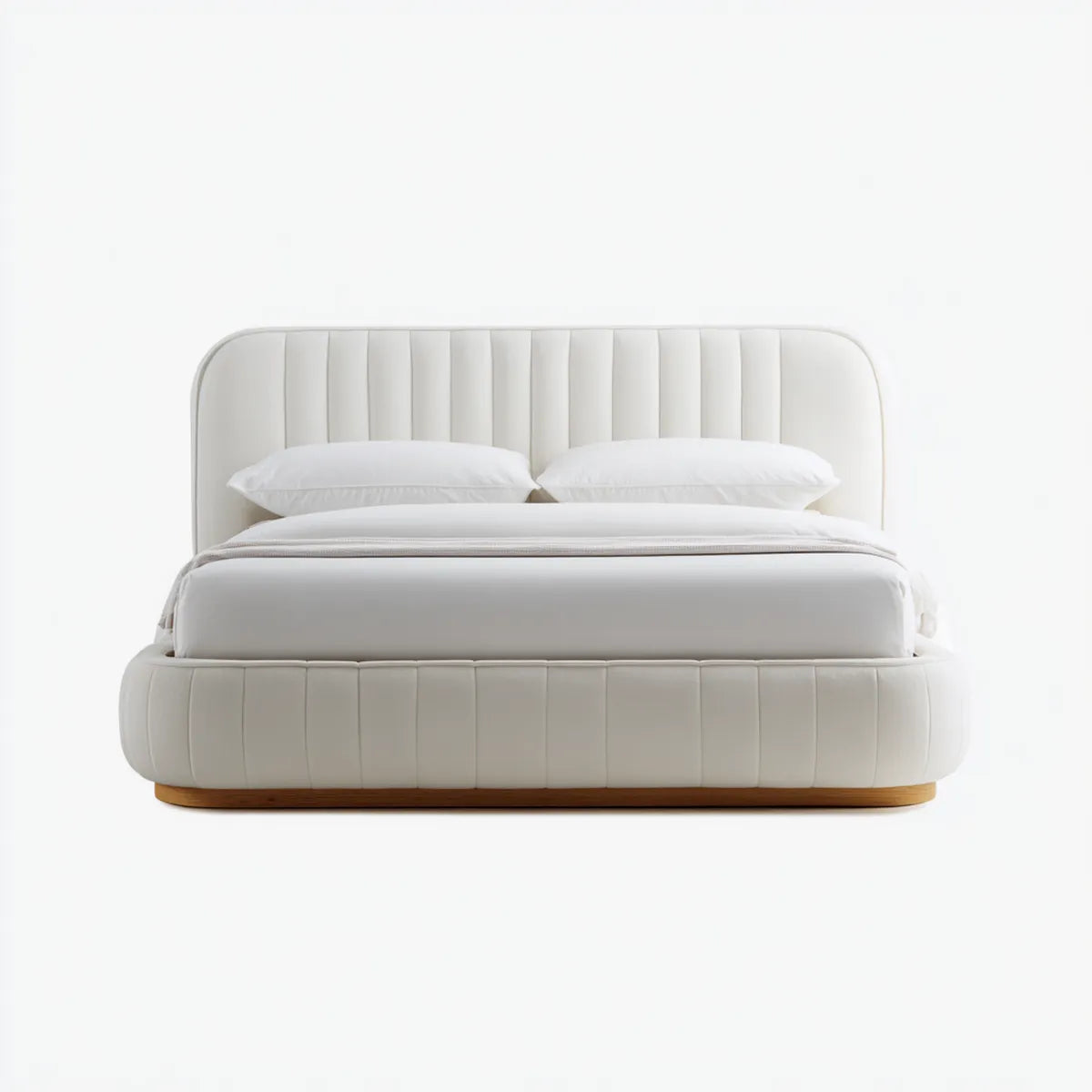 Lit double capitonné blanc 160 x 200 cm en polyester et mousse polyuréthane rectangulaire