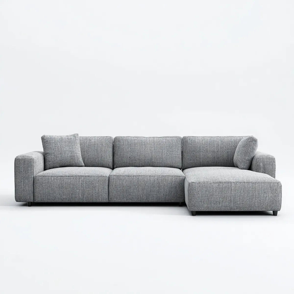 Canapé d'angle 3 places gris avec méridienne droite en polyester 250 x 160 x 85 cm