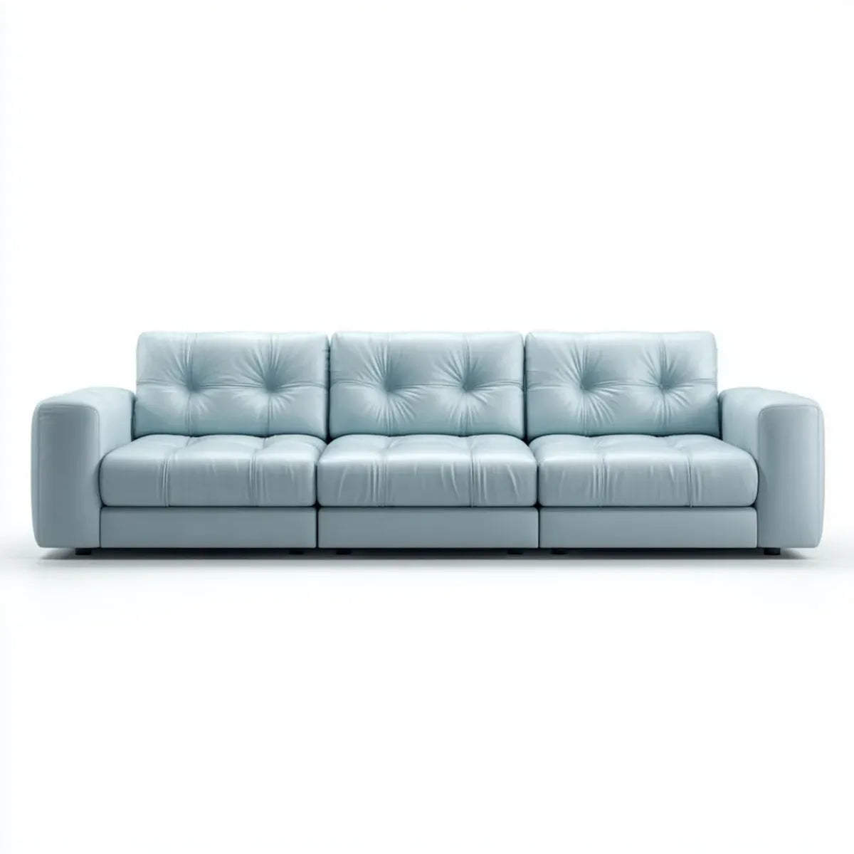 Canapé droit 3 places bleu clair en cuir synthétique PU 260 x 95 x 85 cm
