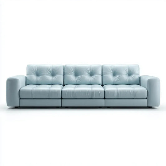 Canapé droit 3 places bleu clair en cuir synthétique PU 260 x 95 x 85 cm