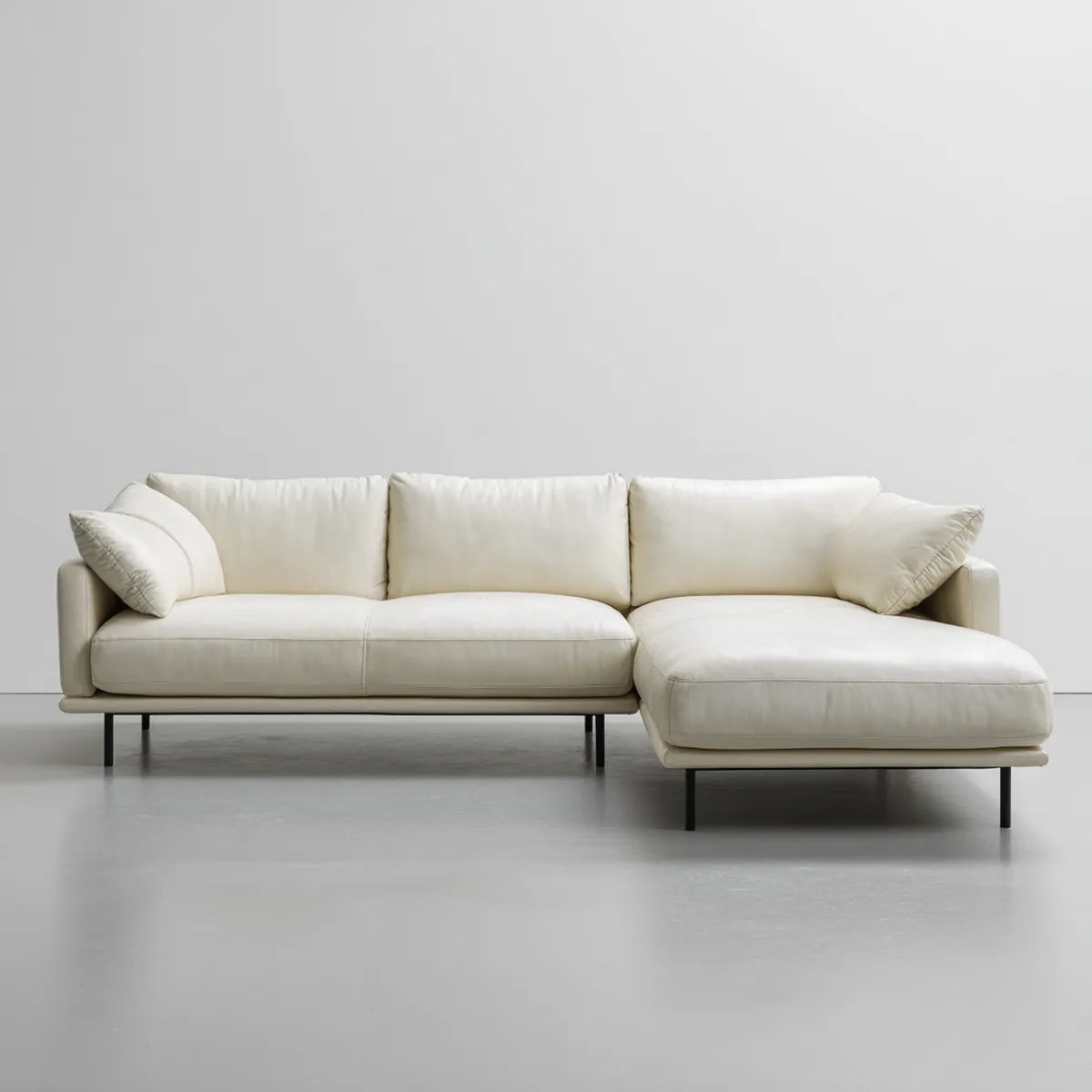 Canapé d'angle droit 4 places blanc cassé en cuir synthétique PU 280 x 165 x 85 cm