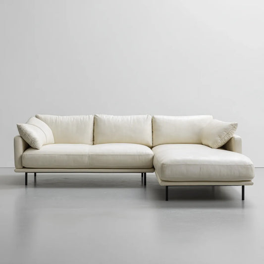 Canapé d'angle droit 4 places blanc cassé en cuir synthétique PU 280 x 165 x 85 cm
