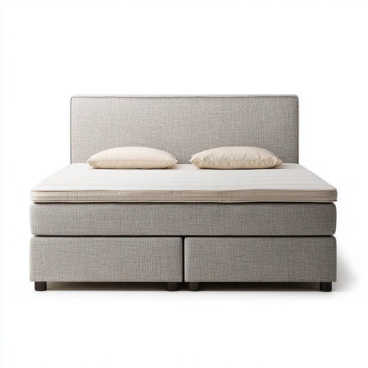 Lit double avec sommier tapissier gris 180 x 200 cm en polyester rectangulaire