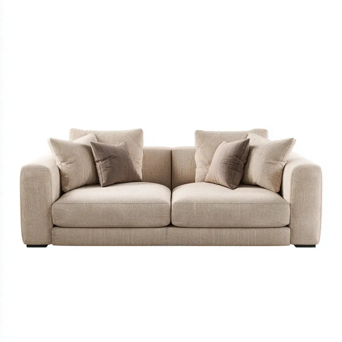Canapé 2 places beige avec coussins en polyester 200 x 95 x 86 cm
