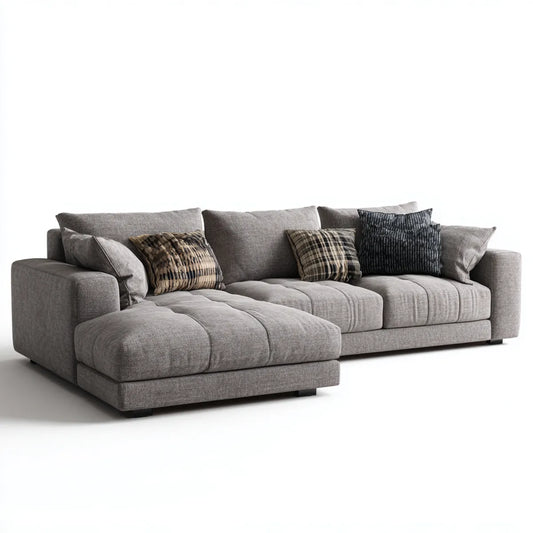 Canapé d'angle gauche 4 places gris en polyester 290 x 165 x 85 cm