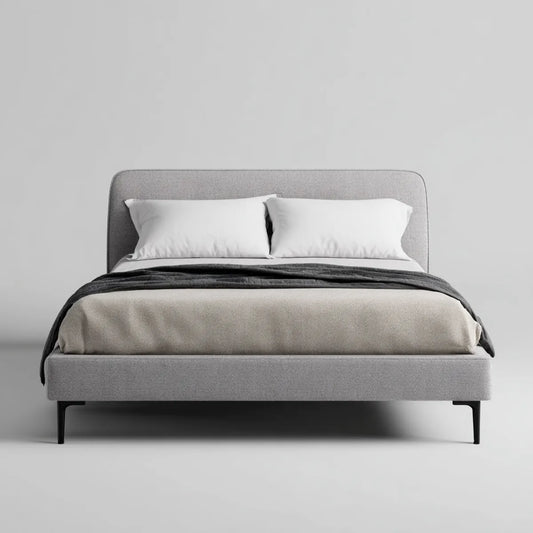 Lit double gris 160 x 200 cm en polyester forme rectangulaire