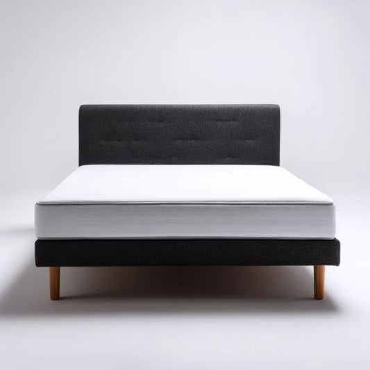 Lit double avec matelas gris foncé 160 x 200 cm en polyester forme rectangulaire