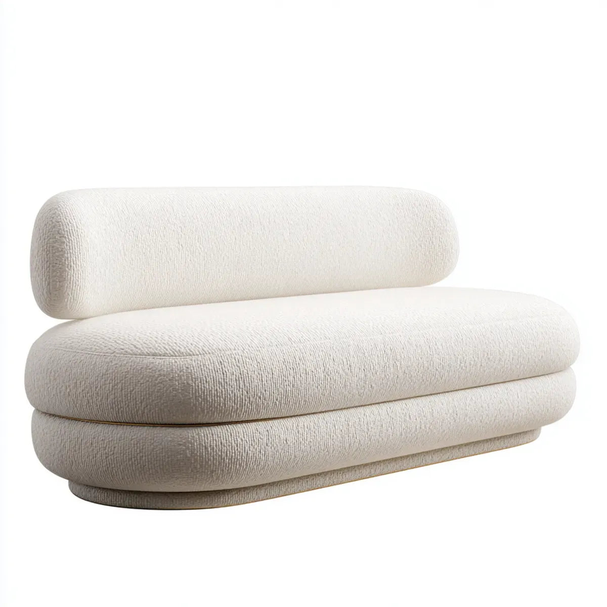 Canapé 2 places crème 180 x 95 x 70 cm en polyester bouclé forme arrondie