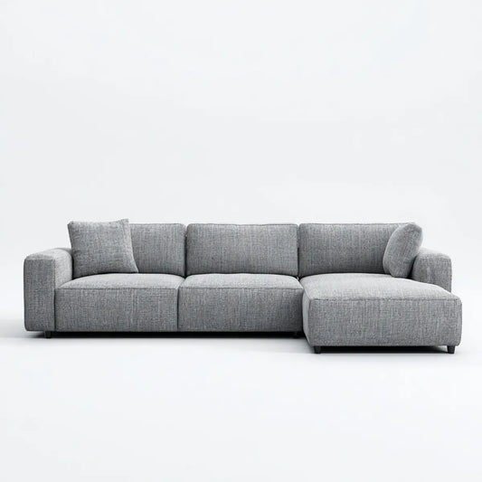 Canapé d'angle 3 places gris avec méridienne droite en polyester 250 x 160 x 85 cm