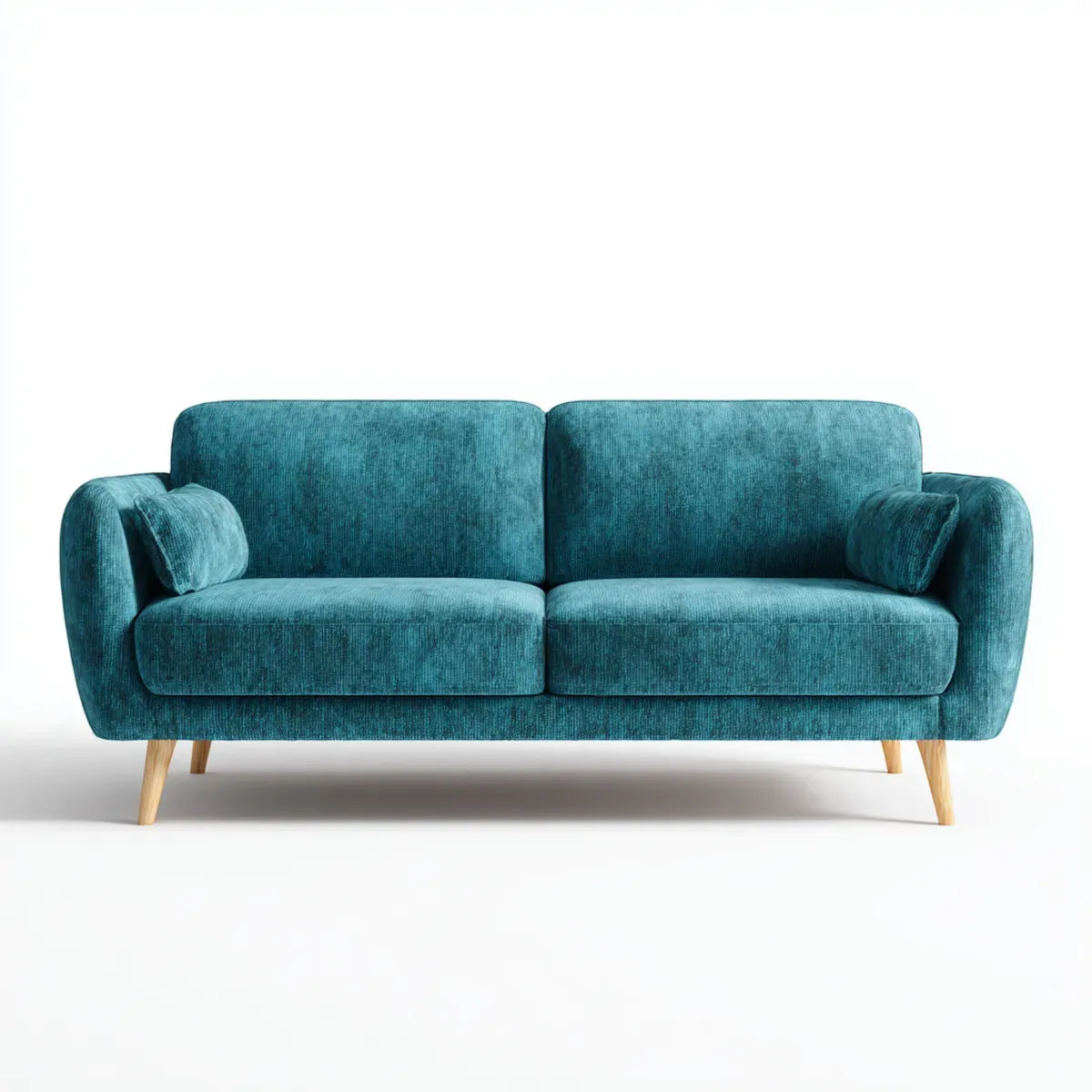 Canapé 2 places bleu canard en velours côtelé polyester 180 x 85 x 82 cm