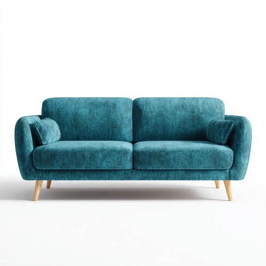Canapé 2 places bleu canard en velours côtelé polyester 180 x 85 x 82 cm