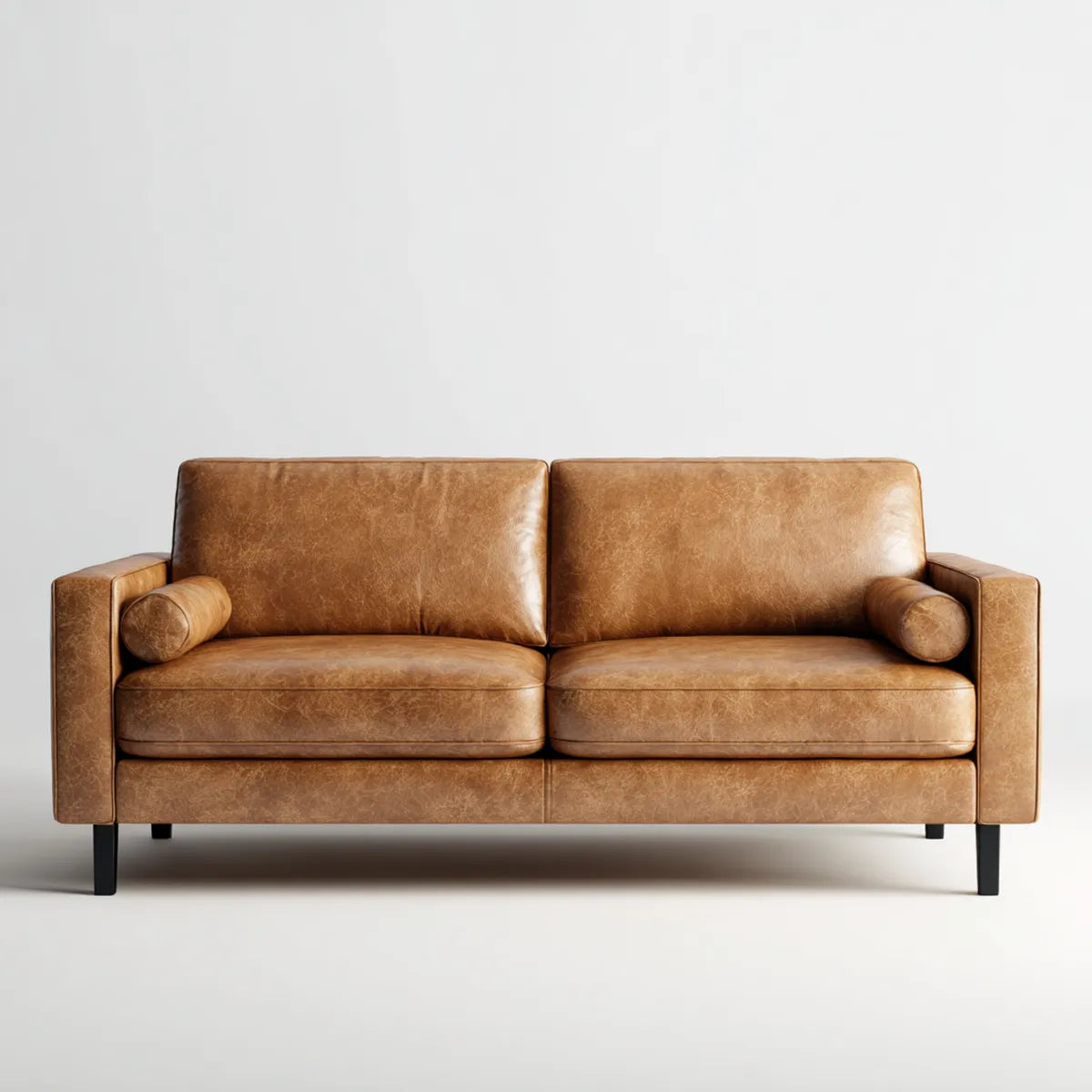 Canapé 2 places marron en cuir synthétique PU 180 x 85 x 82 cm rectangulaire