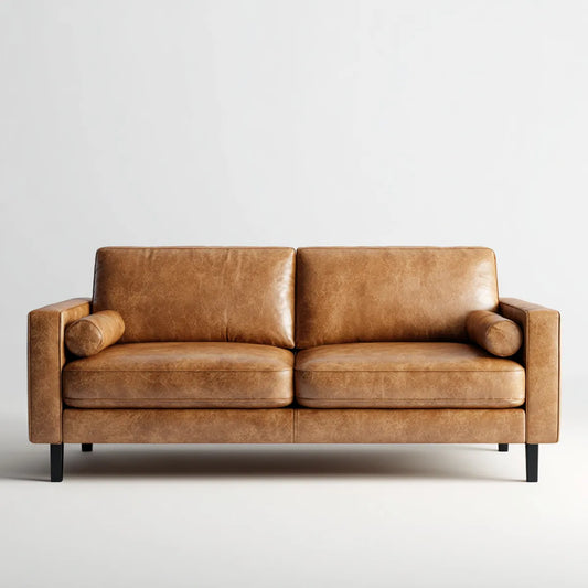 Canapé 2 places marron en cuir synthétique PU 180 x 85 x 82 cm rectangulaire